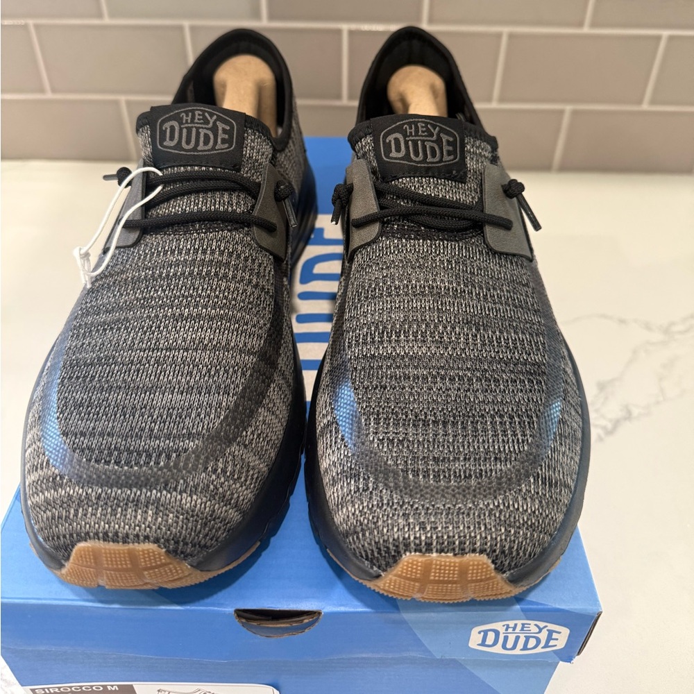 Hey Dude Men's Black and Gray Sneakers